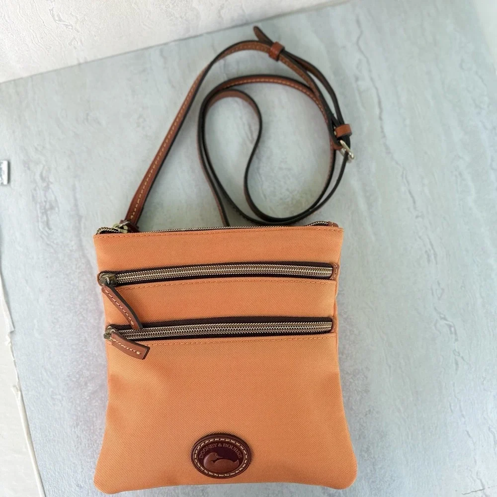 Dooney & Bourke Nylon Orange  North South Triple Zip Crossbody #7626